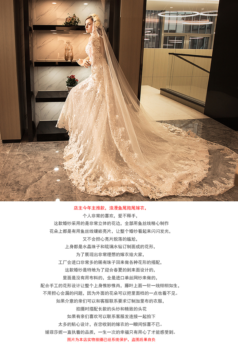 菲拉格慕手錶宮網 媛菲莎妮婚紗2020新款結婚春夏季婚紗禮服新娘長拖尾魚尾奢華宮廷 菲拉格慕手錶官網