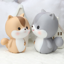 Squirrel ornaments piggy bank large capacity can be stored in large storage cans small money cans childrens piggy boys