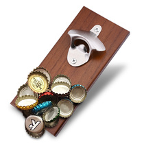 Wall hanging wooden seat beer bottle Opener Vintage Bottle Opener Creative Refrigerator sticker Metal Magnet Bar Keiko