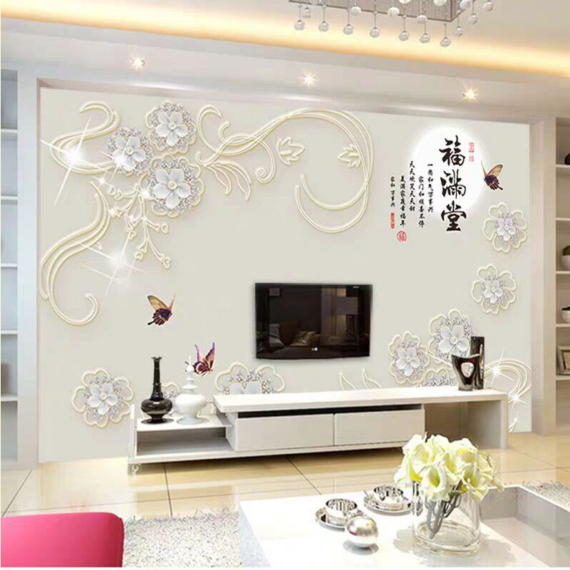 中式3d立体客厅电视背景墙壁纸卧室墙纸影视墙大型壁画无缝墙布