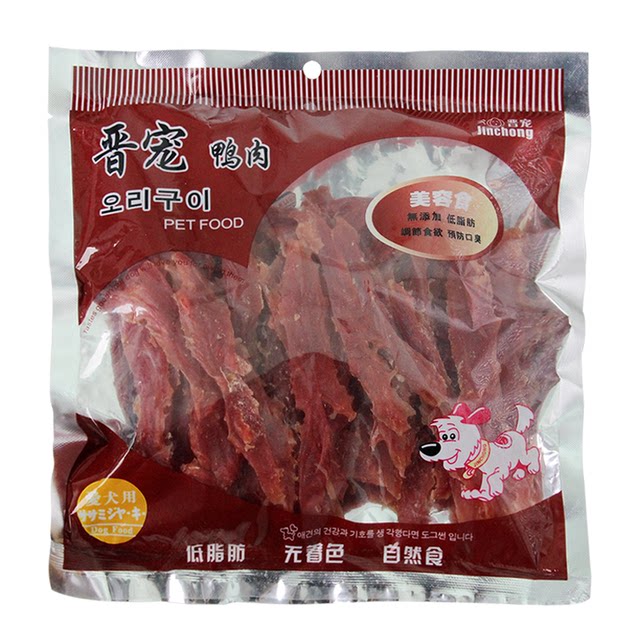 Jin Chong duck meat strips 300g pet snacks duck breast whole twisted wire dog training food nutrients and delicious dog training teeth grinding