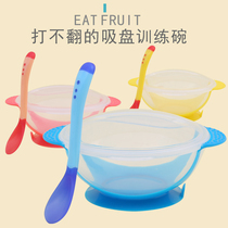 Baby learn to eat Bowl Spoon suction bowl baby supplement bowl rice bowl training spoon childrens warm spoon soft spoon feeding medicine