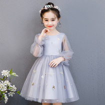 Girl dress autumn 2021 New Korean version of foreign style childrens dress puffy gauze skirt girls autumn princess dress