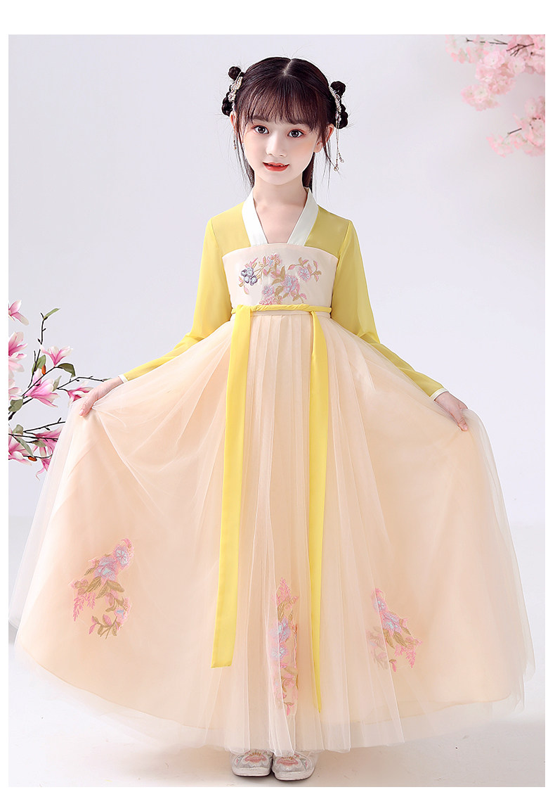 七色王国婴童裙子 七色王国女童古装汉服长袖中国风唐装仙女飘逸儿童