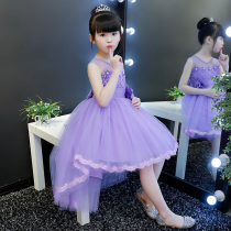 Girl Gown Dress Foreign Air Princess Dresses Children Trailing Flowers Child Wedding Dresses Host Walking Show Birthday Piano