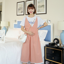 2020 Summer new pregnant womens tide mother Net red pregnant womens suit summer two sets of suspenders skirt