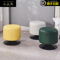 Leather shoe changing stool can be rotated simple home entrance living room sofa pier modern creative makeup stool light luxury solid wood