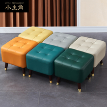 Leather sofa stool living room home light luxury changing shoe stool foot stool foot wear shoe stool small leather pier first layer cowhide