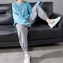 Gray sweatpants Spring and Autumn Loose Beam Big Fat Smm High Waist Thin Straight Slender Summer Thin Harlan Pants