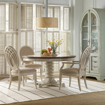 American countryside solid wood round table style retro to old home round table retractable elliptical dining table and chairs combination