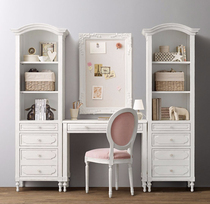 Style Solid Wood Bookcase American Countryside White Retro Daughter Room Bookcase Locker children eco-friendly furniture Customized