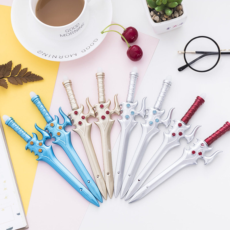 韩国创意文具大刀个性造型兵器水性中性笔可擦磨即消减压办公室笔_7折