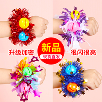 Kindergarten dancing wrist flower Childrens New Years Day performance rubber band hand flower sports games cheerleading bell bracelet