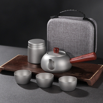 Pure titanium bubble teapot convenient travel kung fu tea set Small set car outdoor travel titanium alloy side teapot