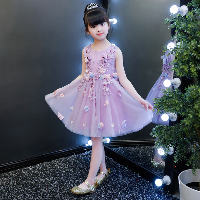 花童礼服女儿童演出晚礼服钢琴表演公主裙花仙子短款蓬蓬礼服裙夏