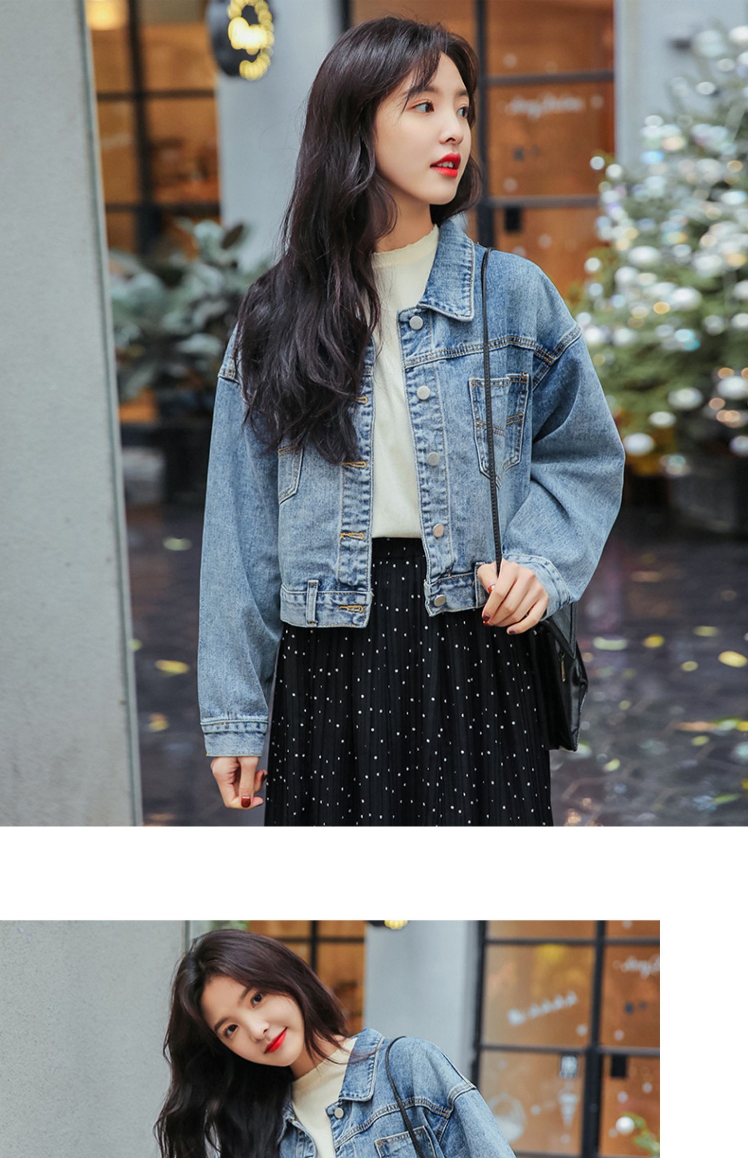 天猫章若楠短款牛仔外套女韩版夹克上衣