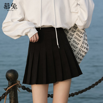 Small black high waist pleated skirt women thin autumn 2021 New Korean version of the skirt hip A- line dress