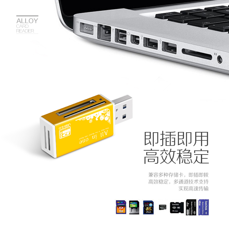 aszune高速USB3.0读卡器多合一多功能SD/TF/MS/PSP手机相机内存卡产品展示图4