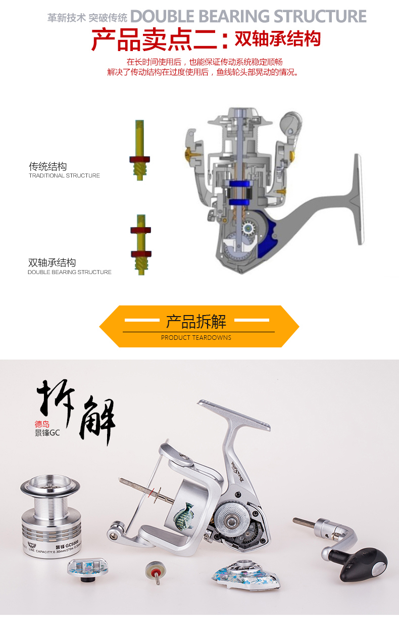 德岛 景锋gc水晶彩漆渔轮全金属线杯鱼线轮特价路亚纺车轮渔线轮_7折