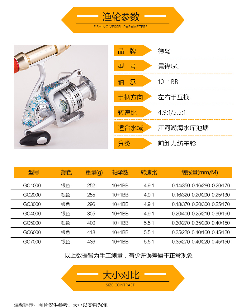 德岛 景锋gc水晶彩漆渔轮全金属线杯鱼线轮特价路亚纺车轮渔线轮