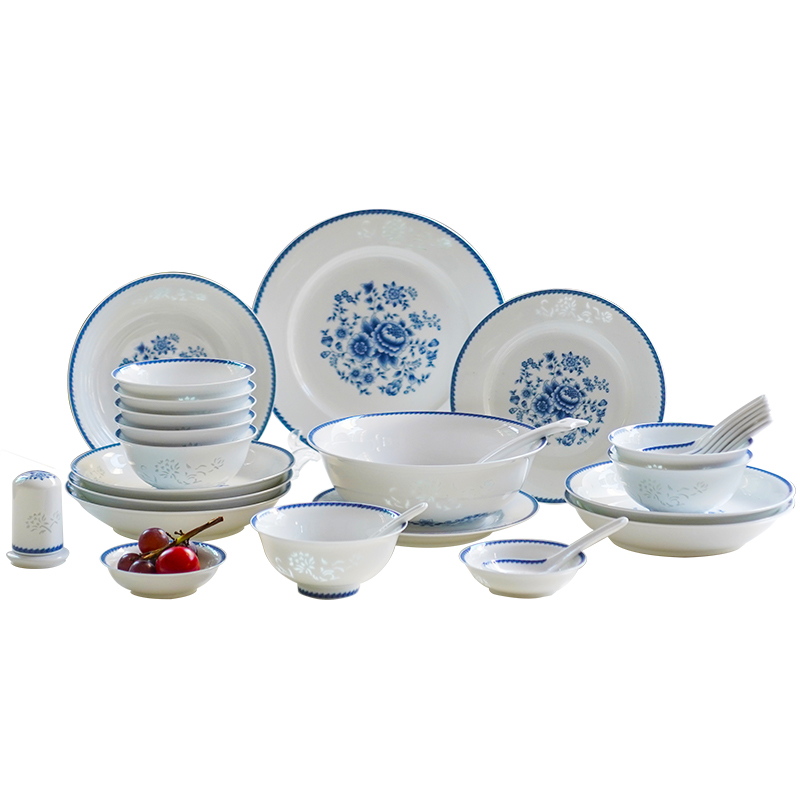 Jingdezhen porcelain bowls tableware suit household combination and exquisite porcelain bowl bowl rainbow such use ceramic bowl chopsticks in use