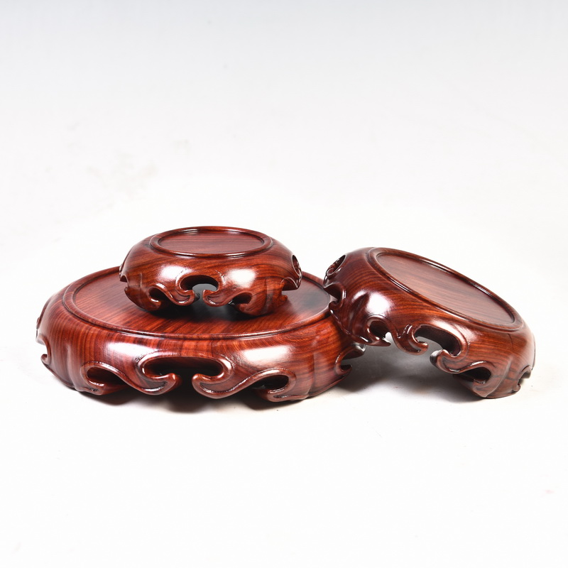 Red wingceltis spend pear mahogany round base solid wood furnishing articles log base stone, jade zisha teapot tea base