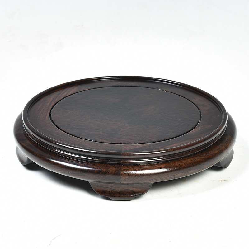 Ebony woodcarvings, circular base solid wood Buddha feng shui furnishing articles base wooden vase, the teapot tea base