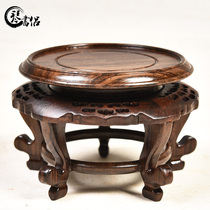 Ebony wine altar base vase base round bonsai Buddha base solid wood crafts ornaments fish tank base