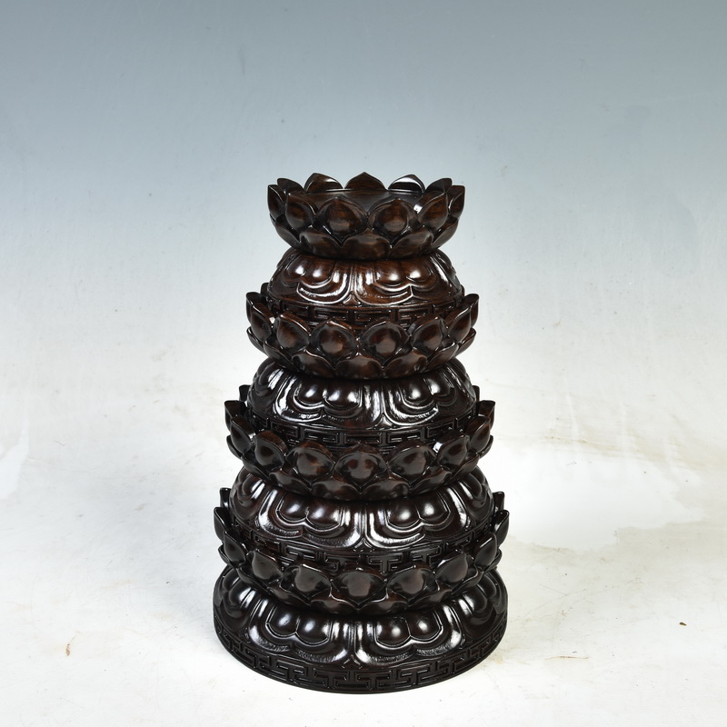 Ebony wood carving handicraft furnishing articles bodhisattva guanyin Buddha base rounded copy antique solid wood lotus base