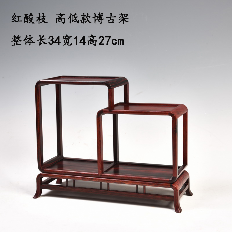 Small red acid branch m letters treasure cabinet rich ancient frame wood carving handicraft furnishing articles miniascape base ceramic tea pot - base frame