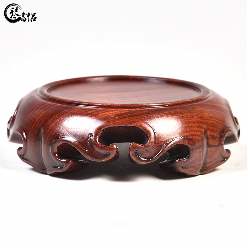 Red wingceltis spend pear mahogany round base solid wood furnishing articles log base stone, jade zisha teapot tea base