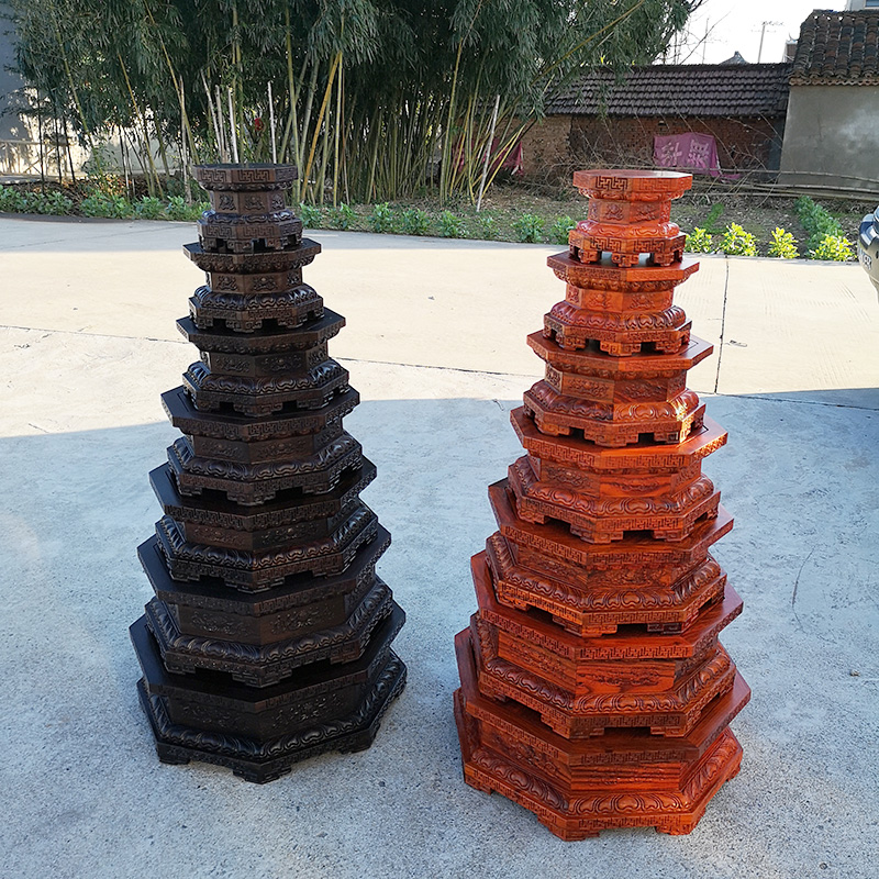 Redwood base for Buddha furnishing articles heightening anise wood stone lotus jade Buddha guanyin kong base