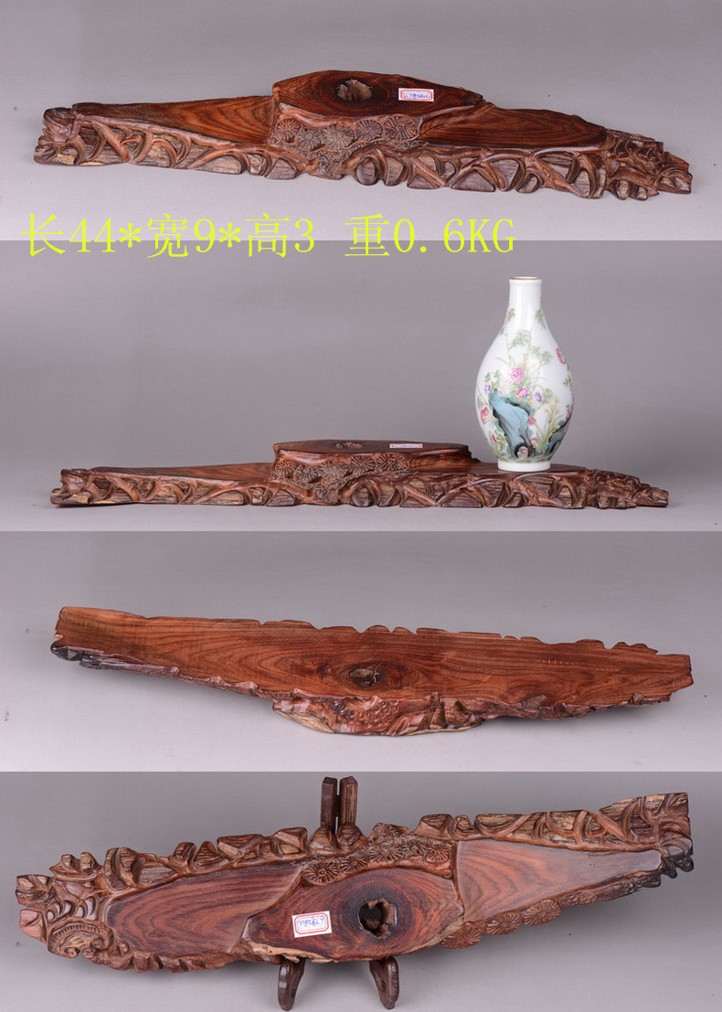 Wood carving art root carving handicraft furnishing articles, jade stone vases miniascape base red acid branch excavated base