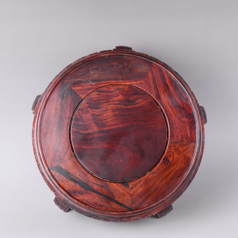 Pianology picking red rosewood carving round tiger foot base vase base aquarium furnishing articles of handicraft base