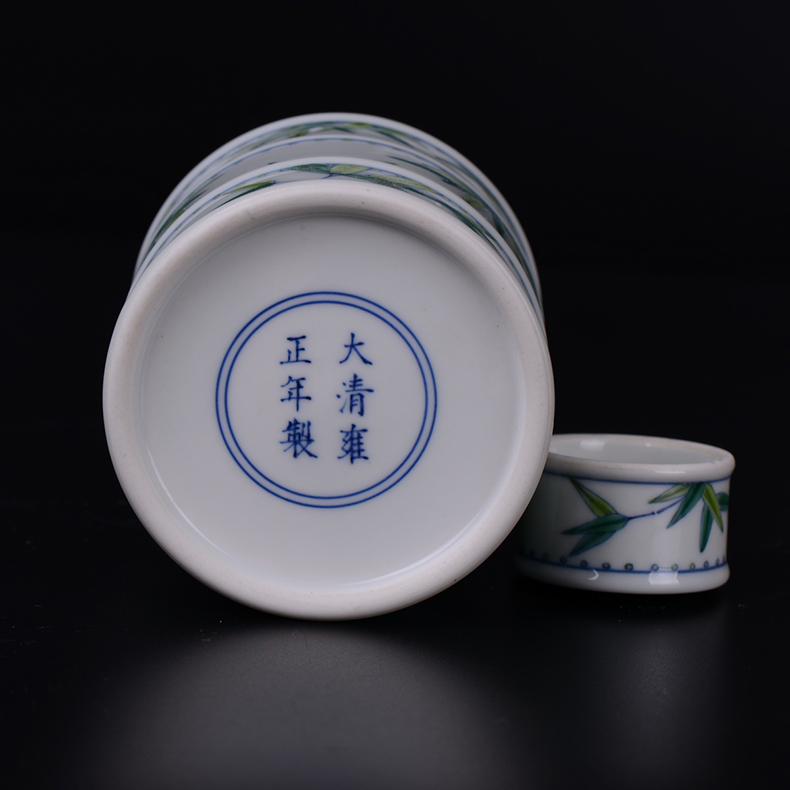 Pianology picking archaize of jingdezhen porcelain furnishing articles of handicraft bucket color bamboo tea pot home daily