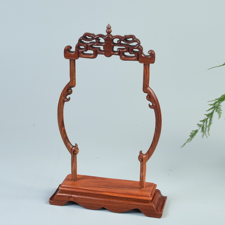 Pianology picking solid wood crafts show red sandalwood vase crane, solid wood antique jade jade frame base