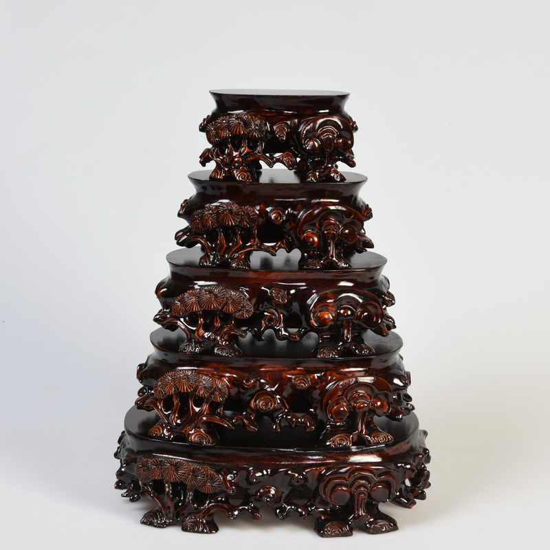 Pianology picking solid wood carving stone base jade penjing base chamfered oblong solid wood base