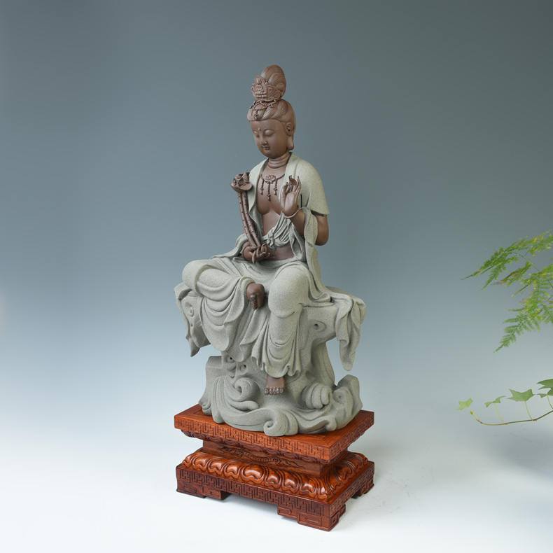 The duke guan guanyin Buddha vajra base solid rectangular jade lotus base base wooden flower pot base