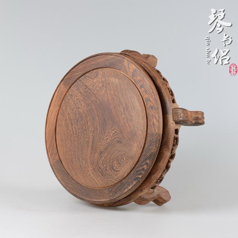 Wenge base woodcarving tank base vase miniascape air conditioning base solid wood stone Buddha base rounded