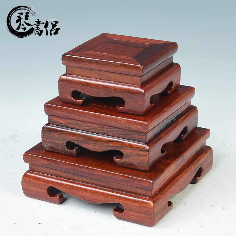 Red wingceltis base solid wood square vase of Buddha base seal "base it as the base