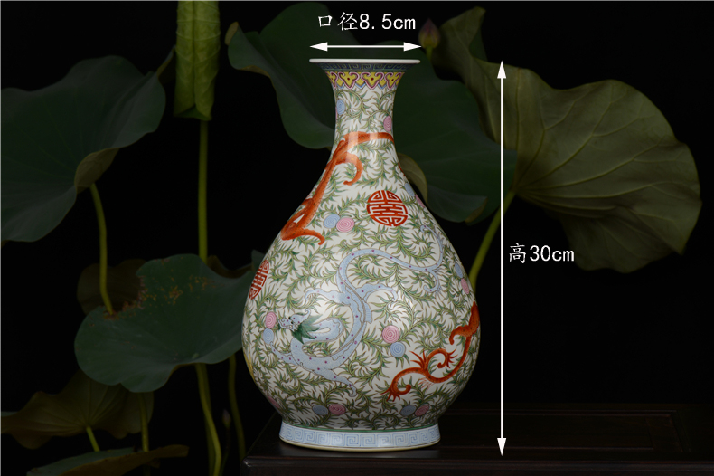 Pianology picking jingdezhen hand - made antique porcelain vases, home furnishing articles ssangyong grain grass dragon okho spring bottle