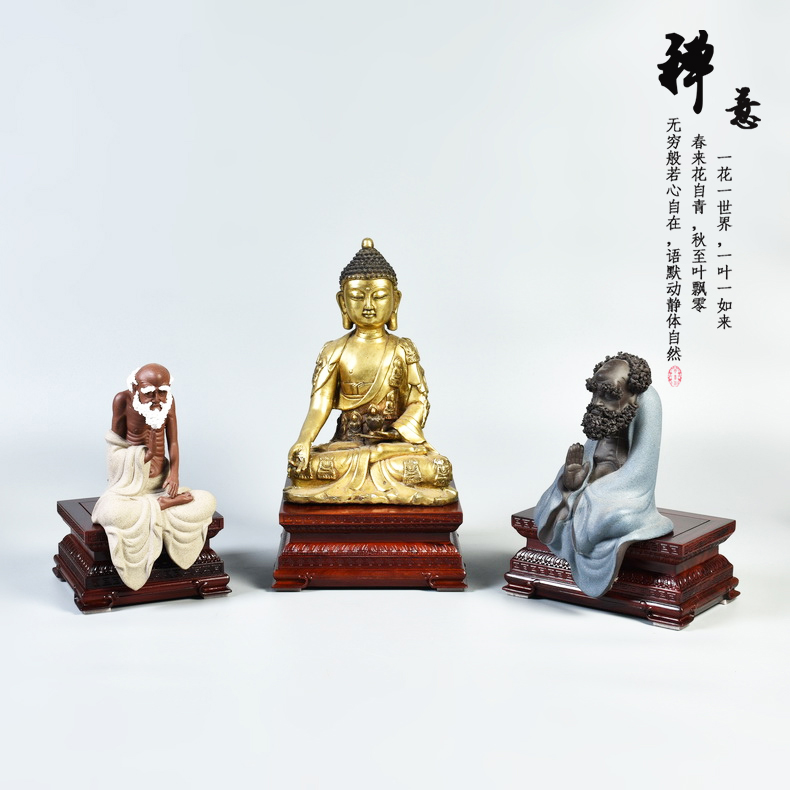 Pianology picking solid wood base guanyin Buddha base solid wood with rectangular wooden Buddha jade stone lotus base