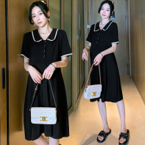 Pregnancy maternity dress Summer new fashion loot in the middle of a long black big code pregnant woman wearing a thin wave outside of the dress summer