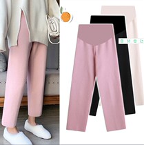 Pregnant woman pants spring fall outside wearing broad leg pants loose fall beating bottom long pants plus suede surrogates for autumn and winter style
