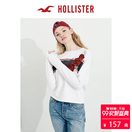 Hollister2018年春季新品刺绣款圆领运动衫 女 202368,降价幅度30.2%