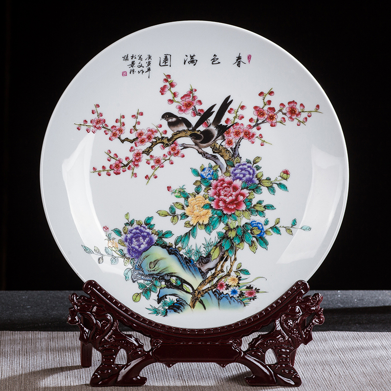 Jingdezhen ceramics three - piece vase sitting room adornment hang dish gift flower arrangement of Chinese style household wine furnishing articles