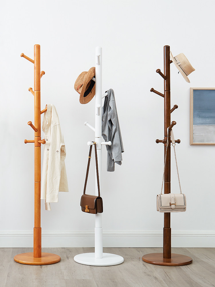 挂衣架落地卧室内家用衣服架子立式单杆房间客厅挂衣杆实木衣帽架