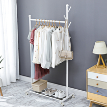 Hanger Floor-to-ceiling bedroom mobile simple clothes rack Single rod household folding indoor coat rack Small