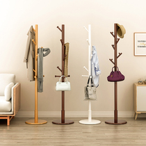 Hanger Floor-to-ceiling bedroom single rod simple living room Household room Clothes rack Hanging bag rack Solid wood coat rack