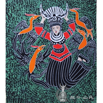 Miao handmade batik decorative painting batik photo frame painting core characteristic crafts Miao girl 40x45cm